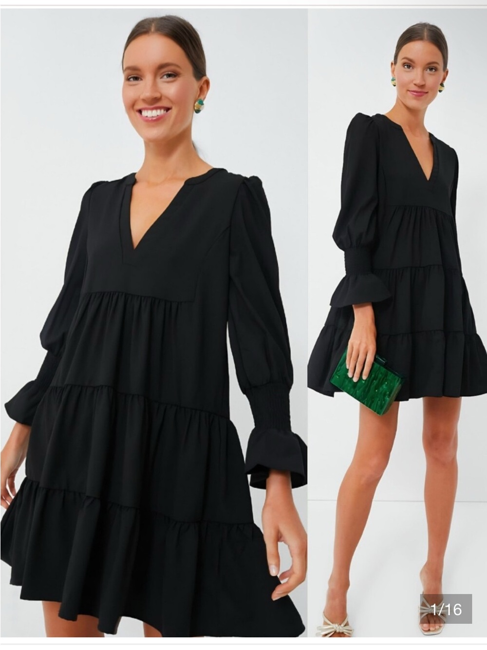 Tuckernuck • Pomander Place Black V-Neck Tiered Midi Dress “New Without tags”